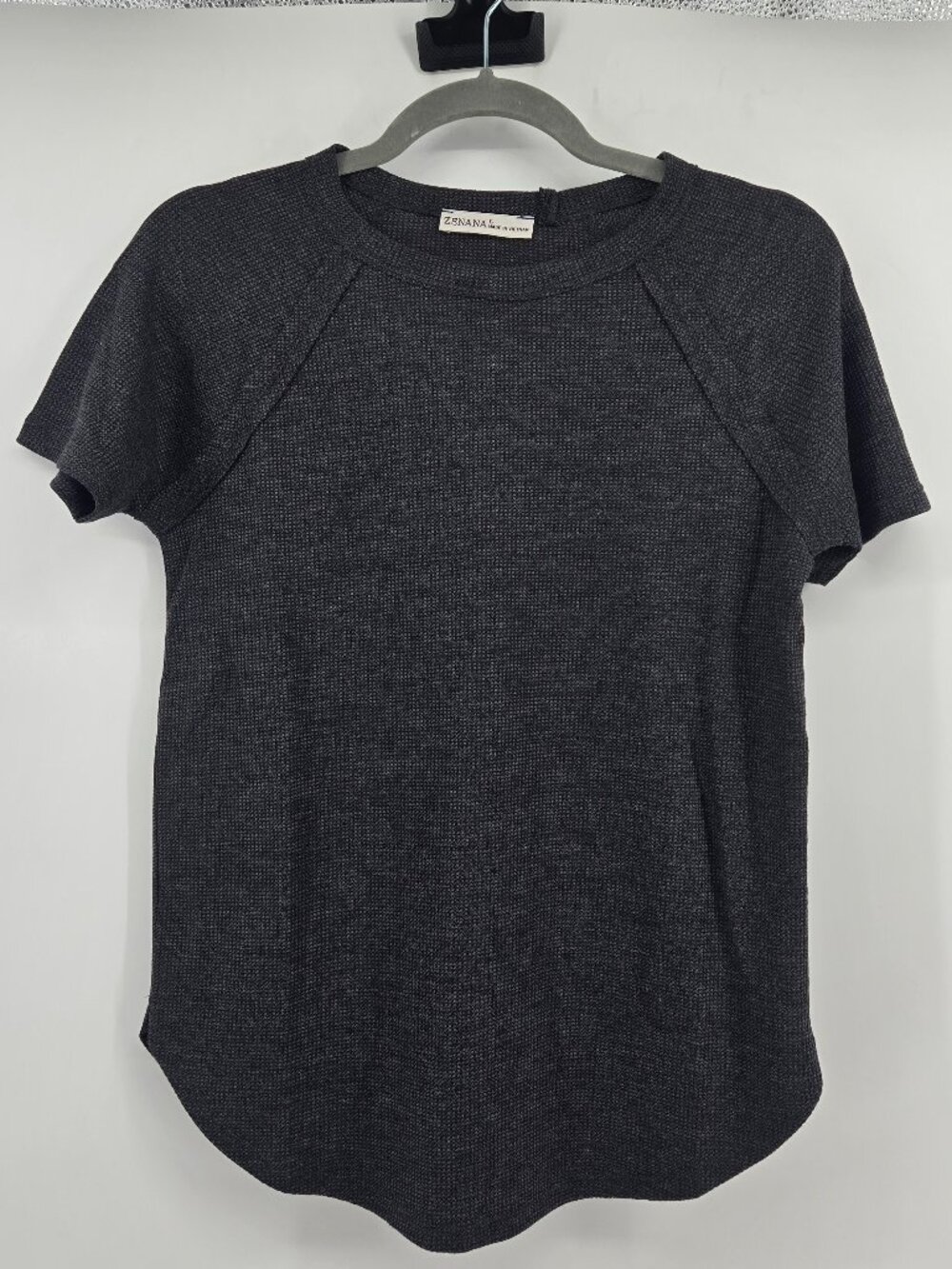 NWOT Zenana Holly Waffle Short Sleeve - S Charcoal